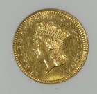 Anacs Authentic 1885 Indian Princess Head Gold  1 Unc Details   First Gen Holder