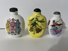 Vintage Chinese Oriental Snuff 3 Lot Jar - Perfume Bottle As-is