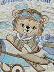 Teddy Bear Embroidered Crib Quilt  Baby Quilt  Little Boys Quilt  Crib Blanket
