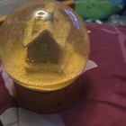 Vintage Christmas Snow Globe General Store Winter Village Scene Wooden Base