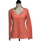 Salmon Pink Waffle Knit Thermal Shirt Womens M Long Sleeve Boho Cozy Winter