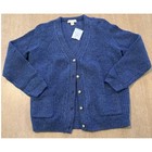 Appleseed s Womens M Blue 100  Wool Cable Knit Cardigan Sweater Gold Buttons Nwt