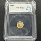 1852  1 Liberty Head Gold Dollar Coin Ms62 Icg Ms 62   Rare Vintage Pre-33 Gold