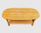 Vintage Oak Wood Oval Coffee Table With Shelf - Rare  