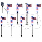 8pcs Solar American Led Flag Stake Lights Set For 4th Of July Garden Yard Decor