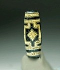 Pre-1800s Indo tibetan Old Agate Buddha Cross Dzi Bead 13 39mm