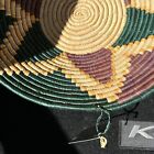 Vtg Naw9 Southwestern Hand Woven Coiled Bowl Basket Table  Multi Color 12 In Dua
