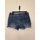 Womens Distressed Denim Shorts Blue Frayed Hem Jean Shorts Medium Mid Rise