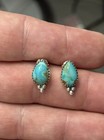 Sterling Silver Native American Sw Turquoise Teardrop Stud Earrings 5 8     925