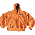 Denver Broncos Sweater Jacket Mens Small Orange Nfl Team Apparel Full Zip Hooded