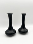 Vintage 50s Pair Of Mid Century Modern Black Matte Bud Vases Chef   s Ware Usa