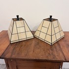 2 Tiffany Style Stained Glass Light Shades Pyramid Square  Pair  Matching