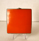 Helena Rubinstein Art Deco Enameled Orange Black Rouge powder Compact  1 1 2 