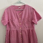 Vintage Fads 100  Cotton Pink Maxi Dress Size 14p Gingham