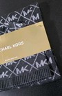 New Michael Kors Woman Scarf Hat Beanie Set Metallic Logo Mk Black Silver Snow