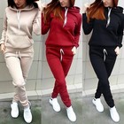 Women Casual Sweat Suit 2pcs Set Hoodie Tracksuit Pants Tops Sweatshirt Sports-m