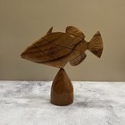 Vintage Hand Carved Koa Wood Hawaii Fish Sculpture Tropical Mcm Tiki Decor