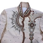 Men   s Sherwani Long Sleeved Ivory Cream Asian Wedding Outfit Formal Small medium