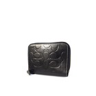 Coach Leather Black Embossed Day Planner Zip Around Travel Companion  5 5  X 4 