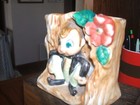Vtg Elf In Tree Stump Planter Japan