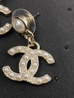 Chanel Gold Pearl Cc Dangle Drop Earrings