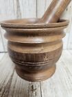 Vintage Wood Mortar   Pestle  Primitive 4 h