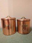 Vintage Copper Plated Kitchen Canisters For Flour   Sugar With Lids Set Of 2