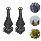 2pcs Durable Black Iron Fence Decor Finials For Garden Gate And Yard Decoration
