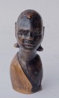 Vintage Wood Hand Carved 3  African Tribal Sculpture Unsigned Two-toned Ebony