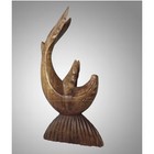 Vintage 90s Hand Carved Wooden Dolphin Sculpture 16    Coastal Nautical Decor