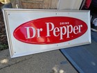 C 1960s Original Vintage Drink Dr  Pepper Sign Metal Embossed Stout Clean  Soda 