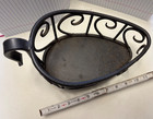 Vintage Wrought Iron Fireplace Hearth Basket Scrollwork Kindling Holder 11 5   