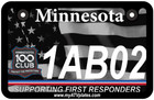 Mn 100 Club  Atv utv License Plate  new  W frame   1 Plate    first Responders  