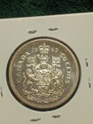 1963 Canadian 50 Cents Silver Coin Coat Of Arms Au-bu 50c 80   Edge Toned