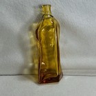 Vtg Amber Glass Twisted Square Bottle Decanter Vase Italy Style 7 25   