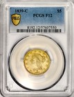 1839-c  5 Gold Liberty Head Half-eagle Certified Pcgs F-12-rare Charlotte Gold 