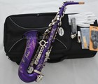 Purple Silver Nickel Alto Saxophone Eb High F  Sax Weibster Was-660