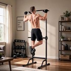 Pull Up Bar Power Tower Workout Station For Home Gym 10-level Adjustable Height