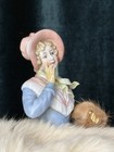 Unidentified Antique German 4 5    Pin Cushion Half Doll Arms Away With Fur Muff