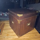 Rare Heritage Furniture Military Campaign Side End Table Brass Trim Box Chest 16