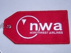 Northwest Airlines Baggage Tag Bag Airline Embroidered Both Sides Pilot Gift New