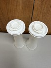 Vintage Tupperware Flip Top Hourglass Salt   Pepper Shaker Set New Condition 6   