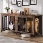 Double Dog Crate Furniture For 2 Dogs  78  Large Wooden Kennel Tv Stand Pet Cage