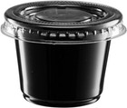 2 Oz Plastic Black Disposable Portion Cups With Lids Sauce Souffle Cup
