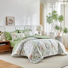 Bed In A Bag Queen 7 Piece Floral Comforter Sheet Set Green Leaves Colorful B   