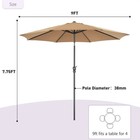 Khaki 9ft Patio Umbrella  Push Button Tilt crank 8 Ribs Uv Waterproof For Garden