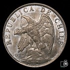 Chile  1 Peso 1915  Unc Grade  Silver Coin