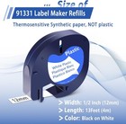 5pack Dymo 12mm Plastic Letratag Label Tape Black On White yellow red green blue
