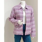 Cabela s Women s Purple Multicolor Striped Tweed Zip Front Jacket Blazer Size M