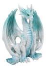 Fantasy Land Of Dragons Crouching Pale White Arctic Snow Winter Dragon Figurine